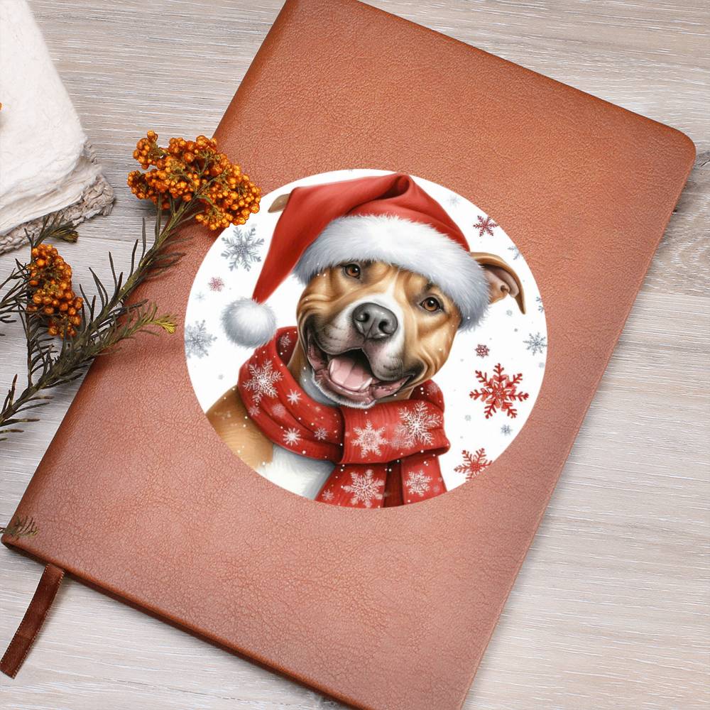 Christmas Dog - American Pit Bull Terrier - Vegan Leather Journal