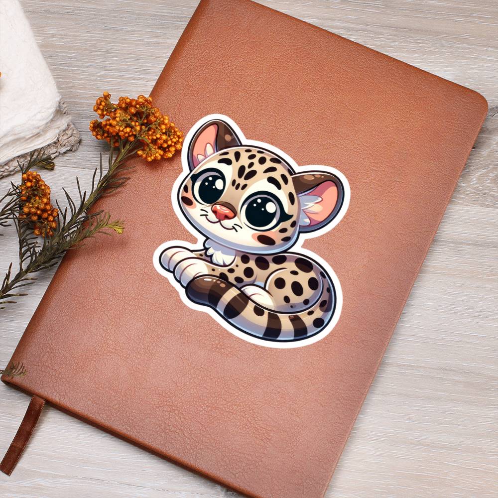 Cute Ocelot sticker 104 - Vegan Leather Journal