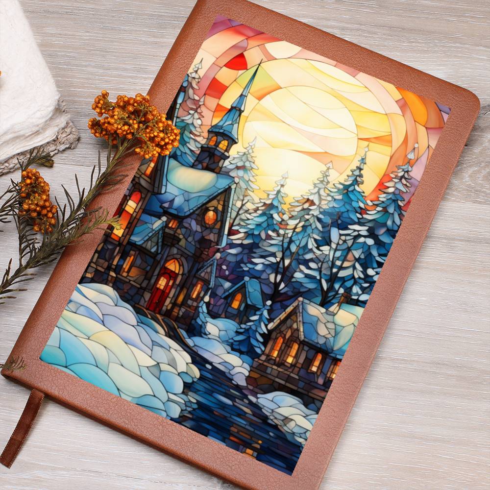 Christmas Stained Glass Design 024 - Vegan Leather Journal