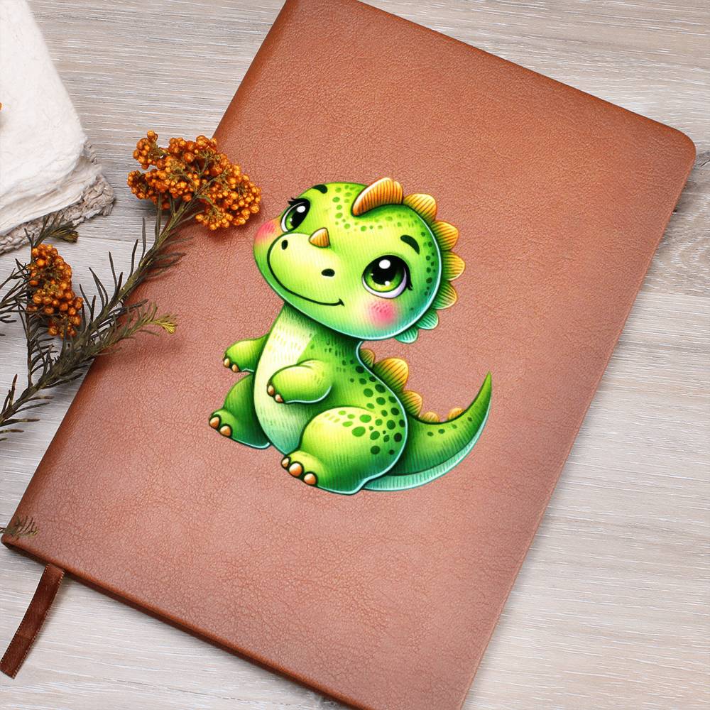 Colorful Baby Dinosaur 061 - Vegan Leather Journal