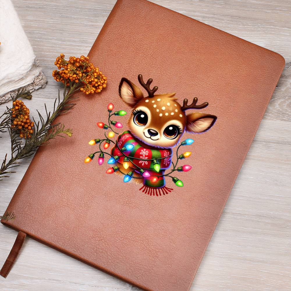 Cute Christmas Reindeer 011 - Vegan Leather Journal