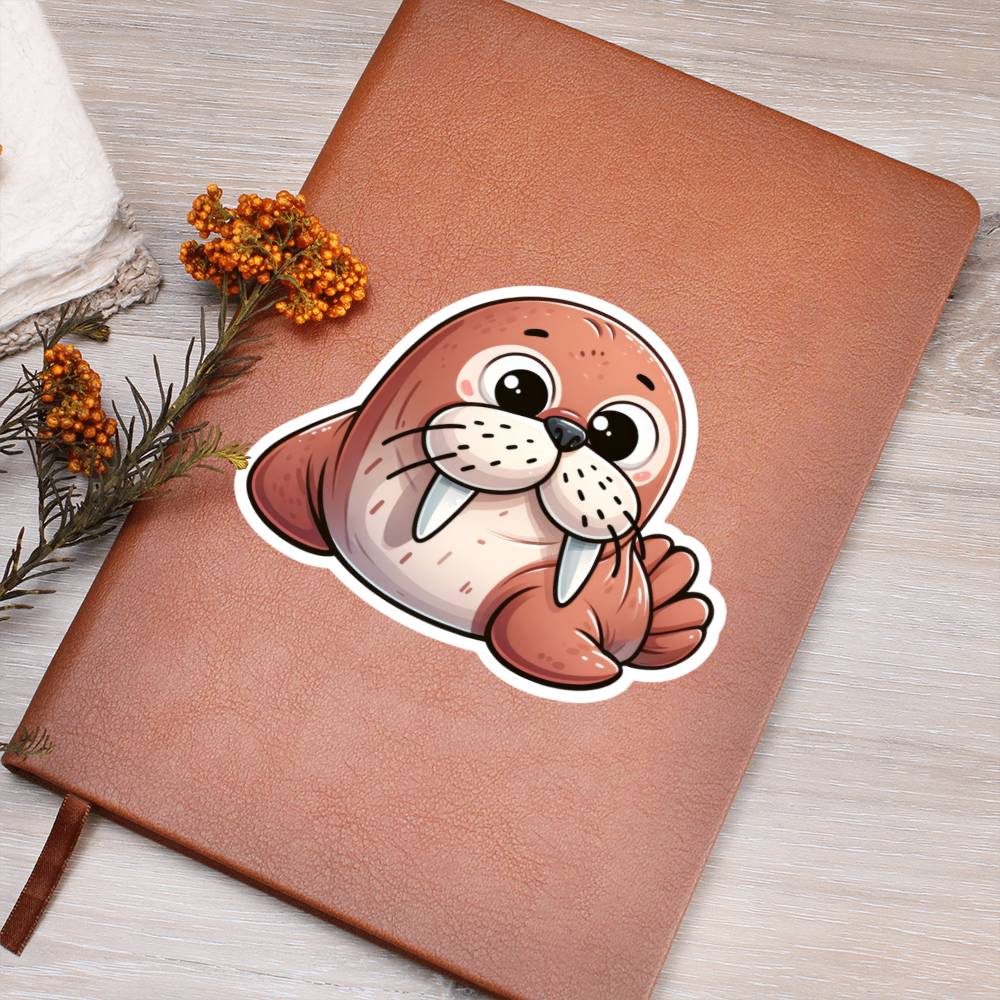 Cute Walrus sticker 212 - Vegan Leather Journal