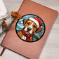 Dog Stained Glass Christmas Design 012 - Vegan Leather Journal
