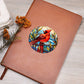 Christmas Red Cardinal Stained Glass Design 024 - Vegan Leather Journal