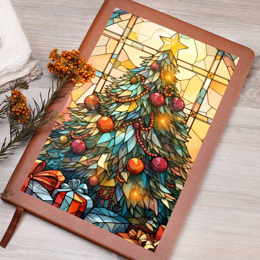 Christmas Stained Glass Design 023 - Vegan Leather Journal