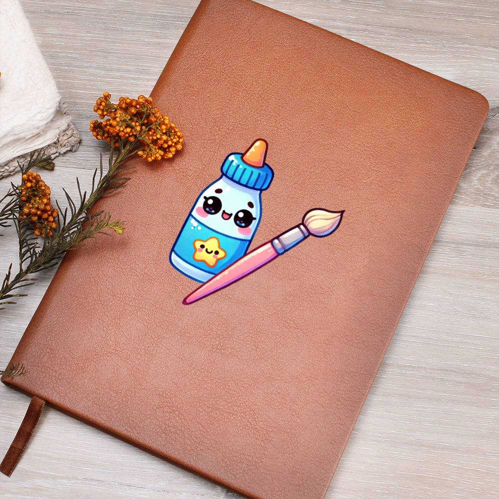 Cute Back to School Sticker 072 - Vegan Leather Journal