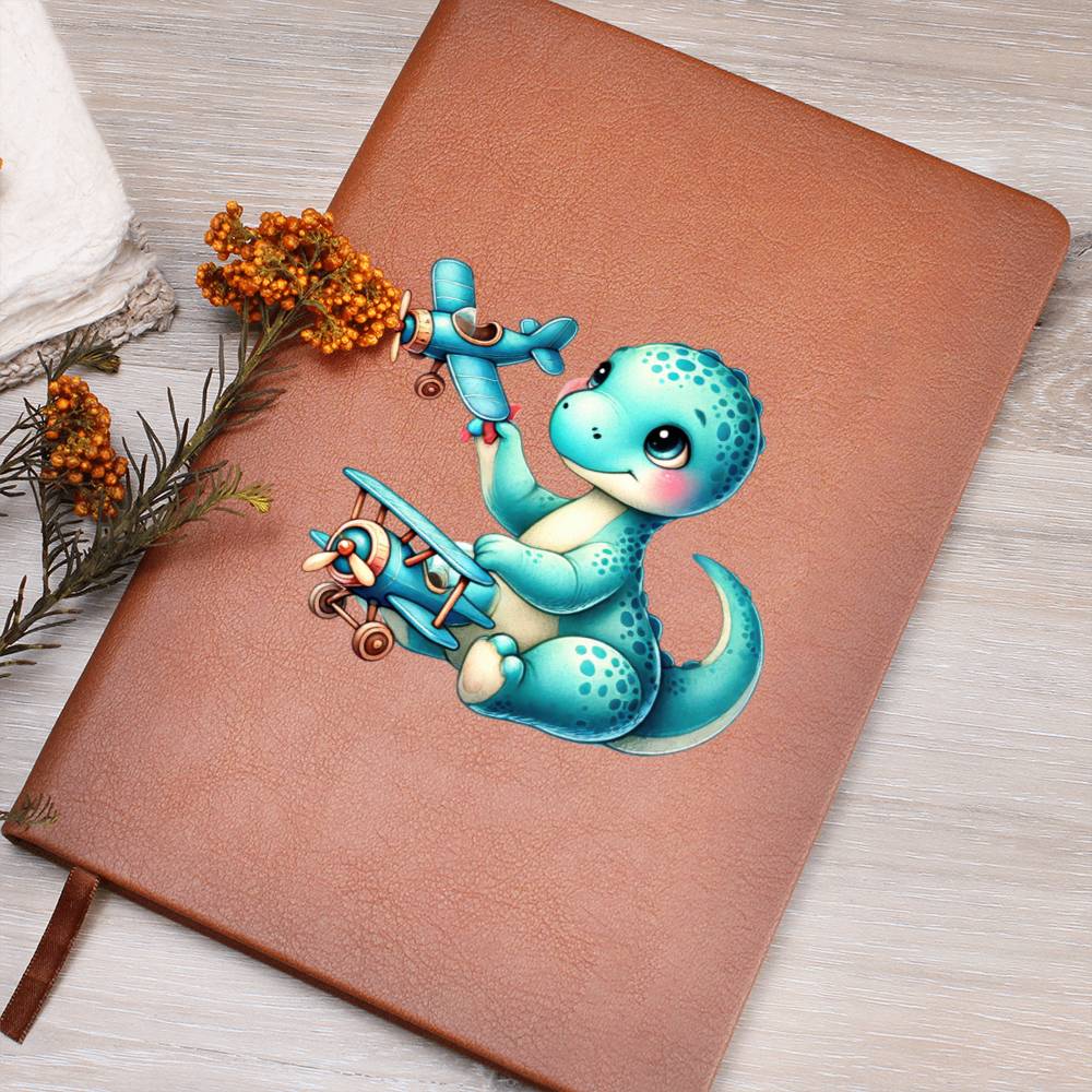 Colorful Baby Dinosaur 099 - Vegan Leather Journal