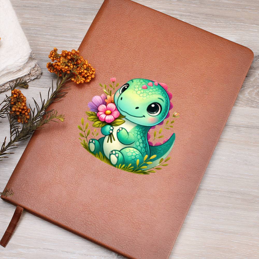 Colorful Baby Dinosaur 008 - Vegan Leather Journal