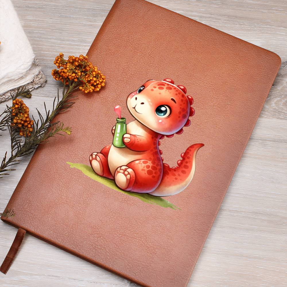 Colorful Baby Dinosaur 053 - Vegan Leather Journal