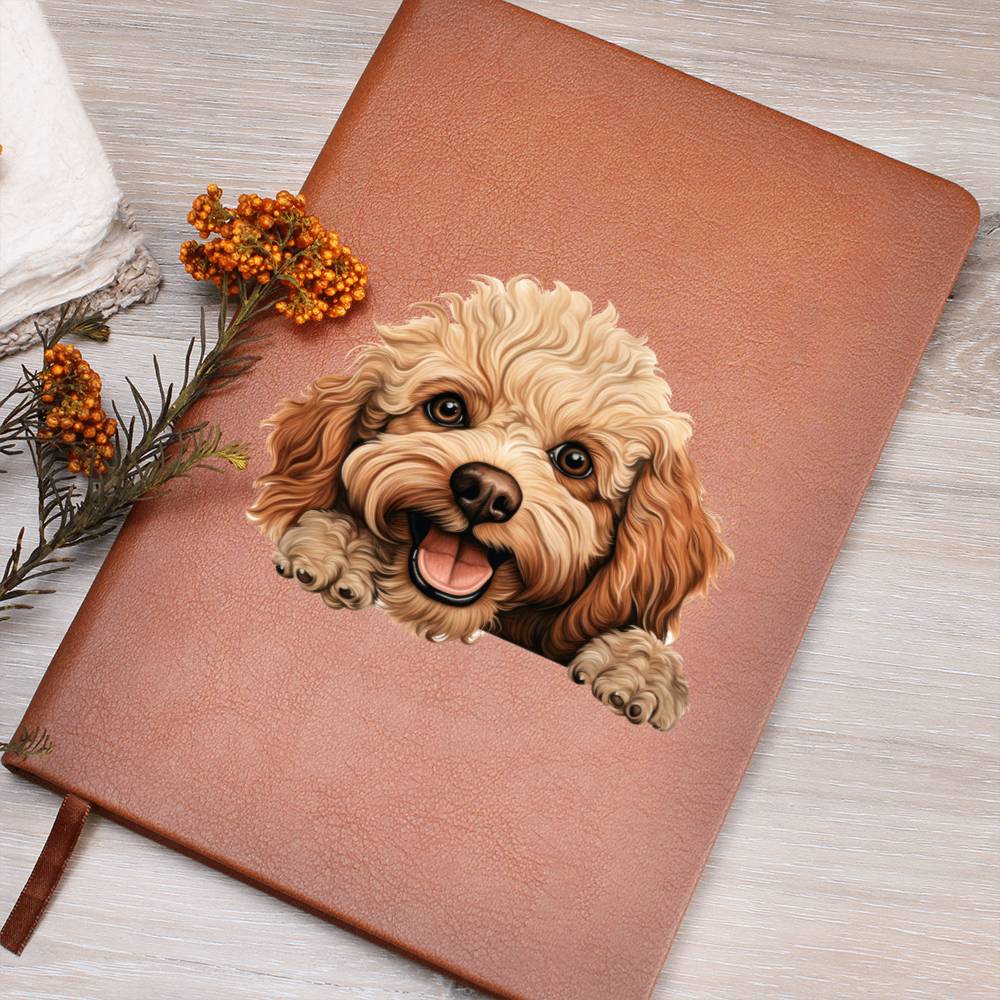 Toy Poodle Peeking - Vegan Leather Journal
