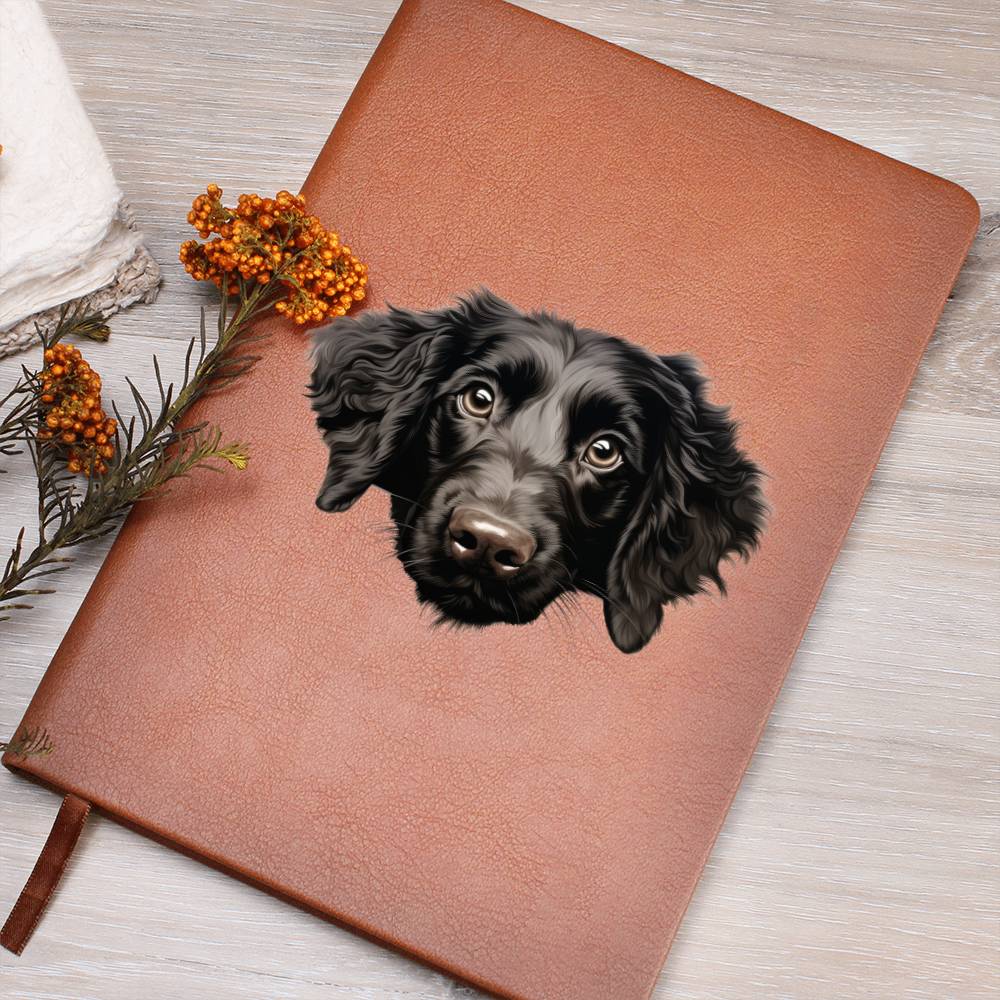 Curly-Coated Retriever Peeking - Vegan Leather Journal