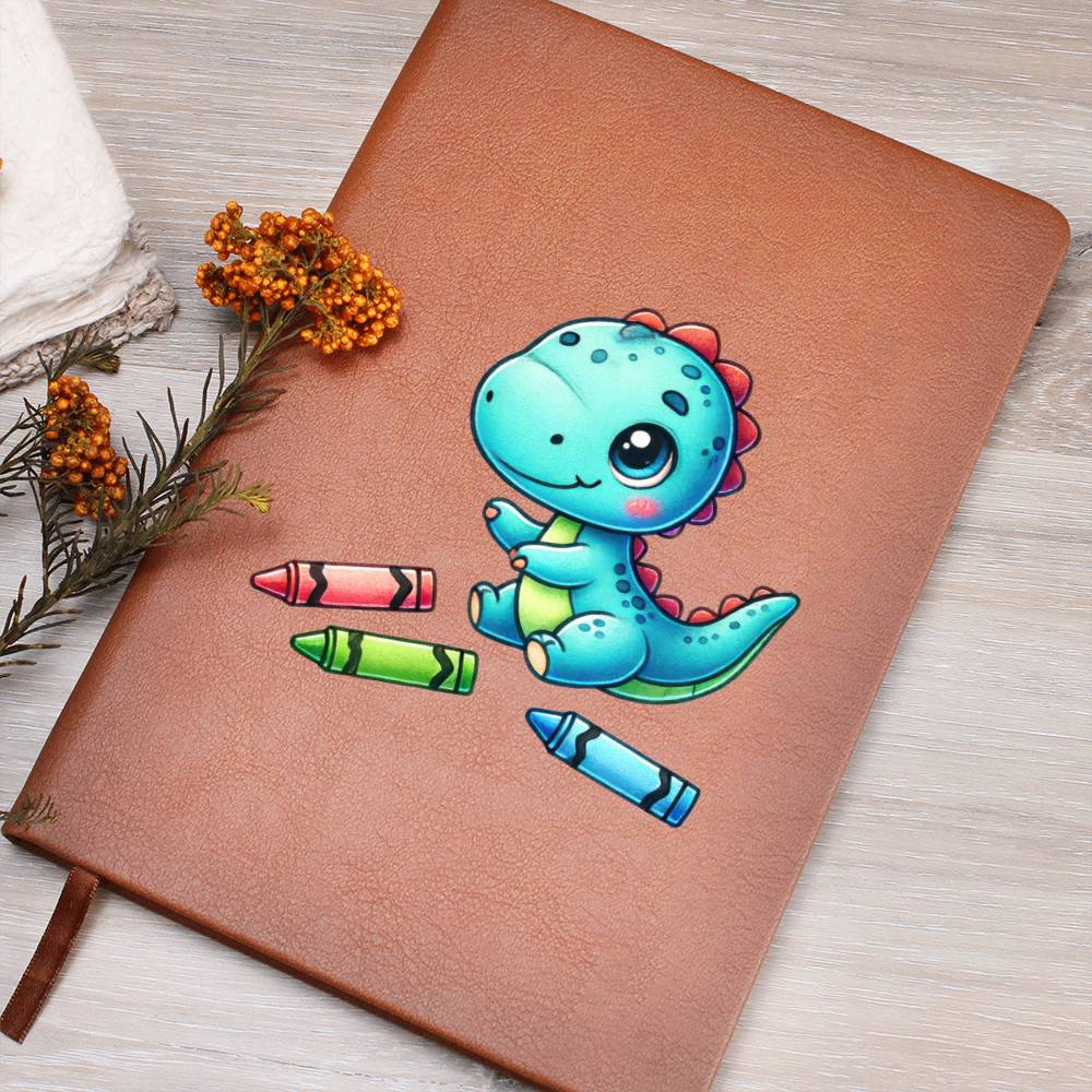 Colorful Baby Dinosaur 056 - Vegan Leather Journal