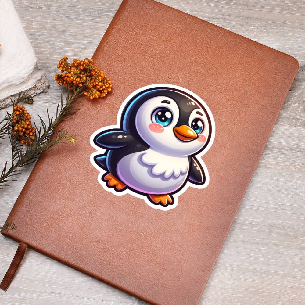 Cute Penguin sticker 123 - Vegan Leather Journal