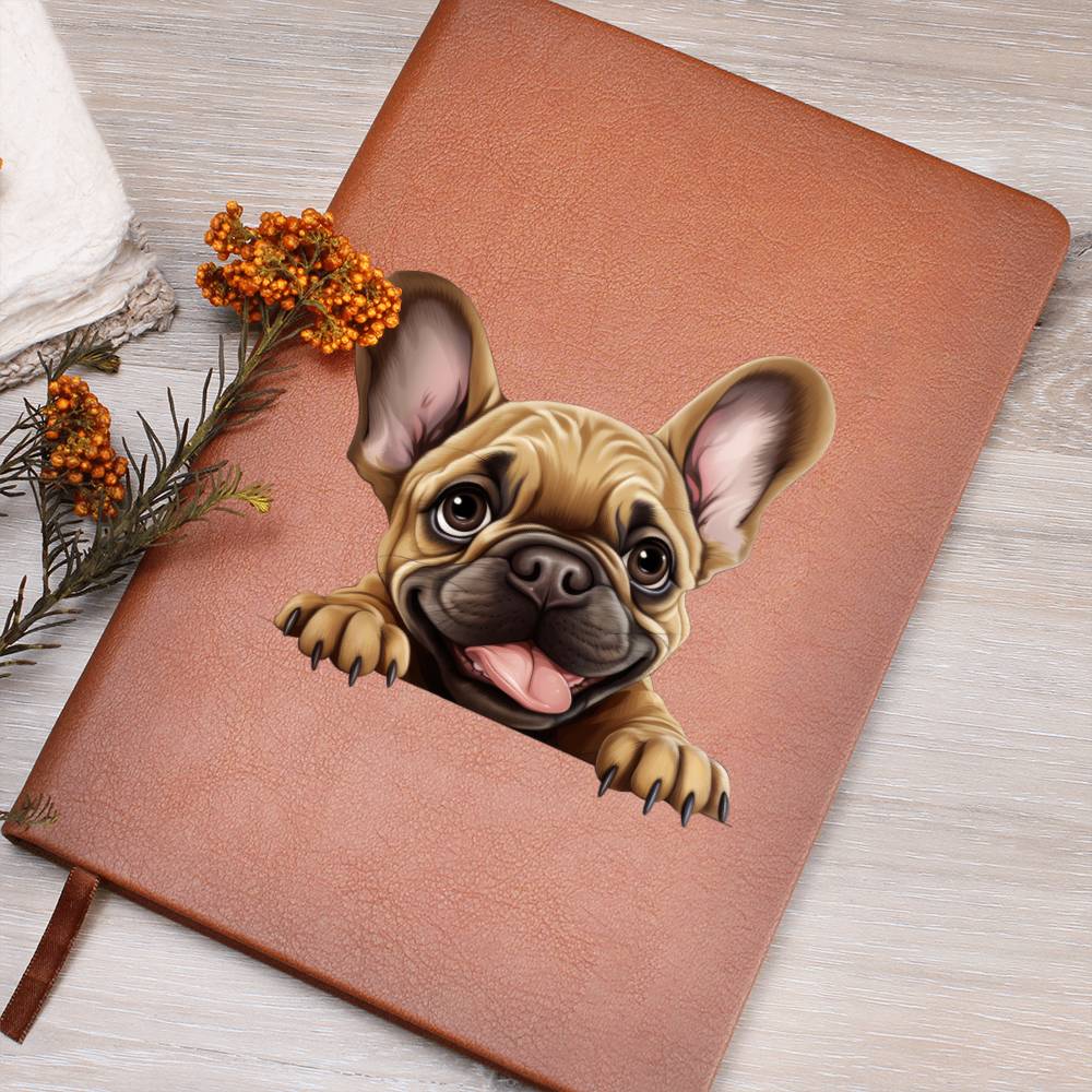 French Bulldog Peeking - Vegan Leather Journal