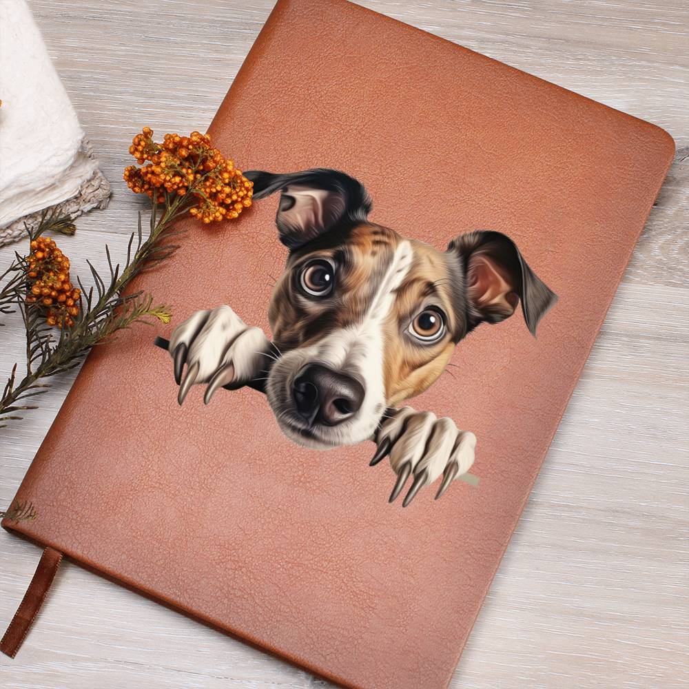 Greyhound Peeking - Vegan Leather Journal