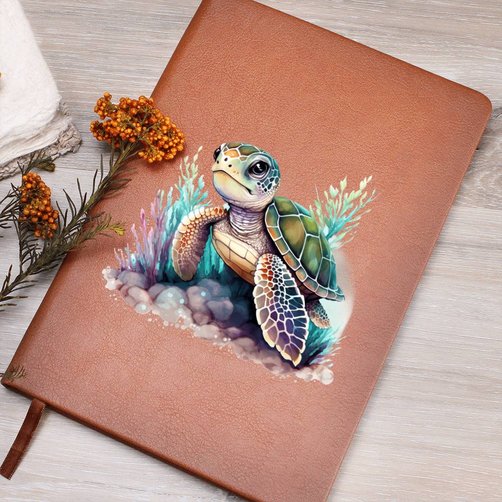 Cute Sea Turtle 015 - Vegan Leather Journal
