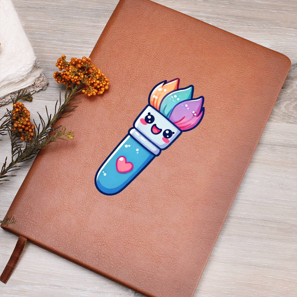 Cute Back to School Sticker 097 - Vegan Leather Journal