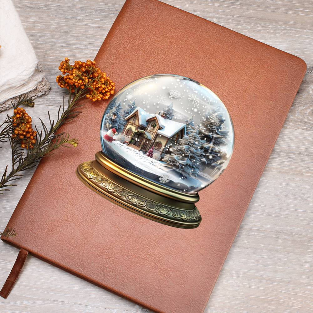 Watercolor Christmas Snow Globe 001 - Vegan Leather Journal
