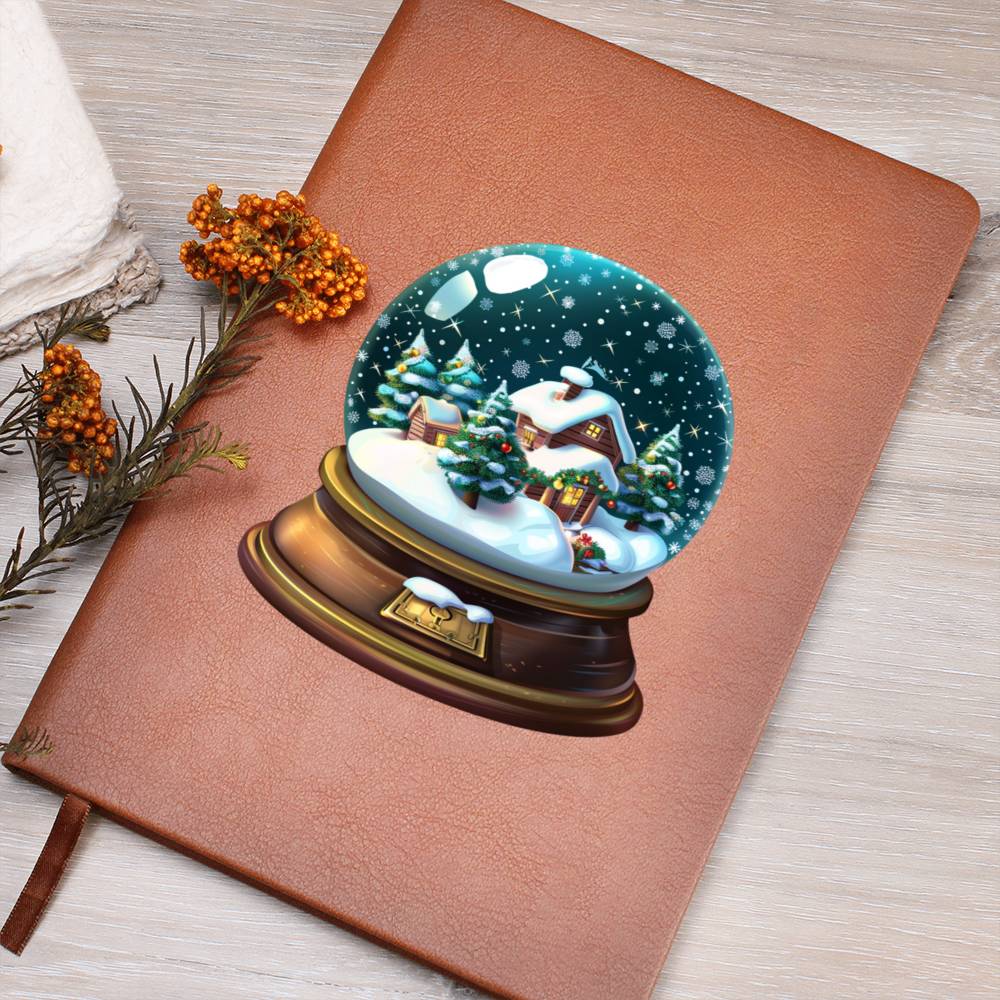 Watercolor Christmas Snow Globe 004 - Vegan Leather Journal