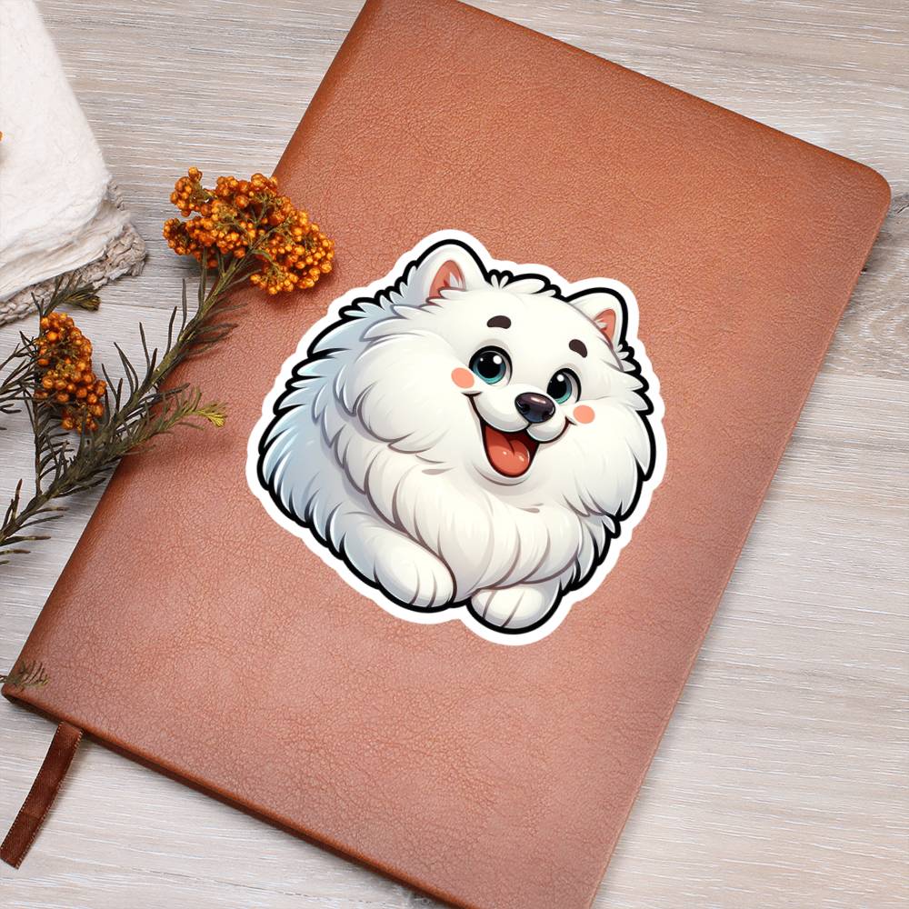 Cute Samoyed dog sticker 155 - Vegan Leather Journal