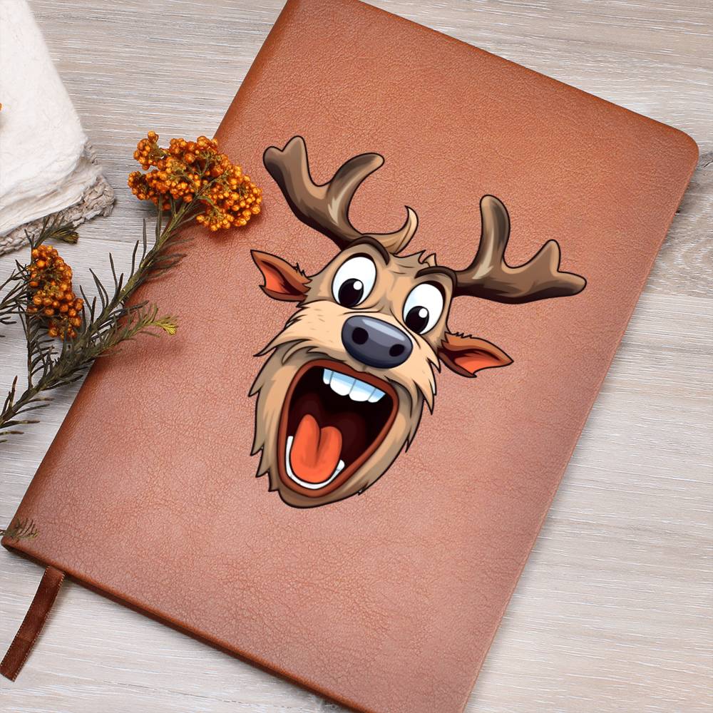 Funny Reindeer Face 06 - Vegan Leather Journal