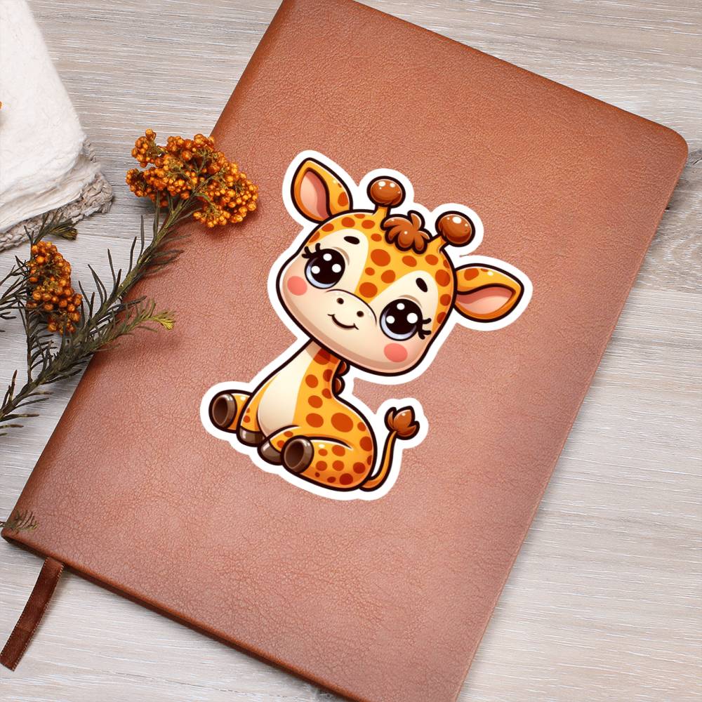 Cute Giraffe sticker 59 - Vegan Leather Journal