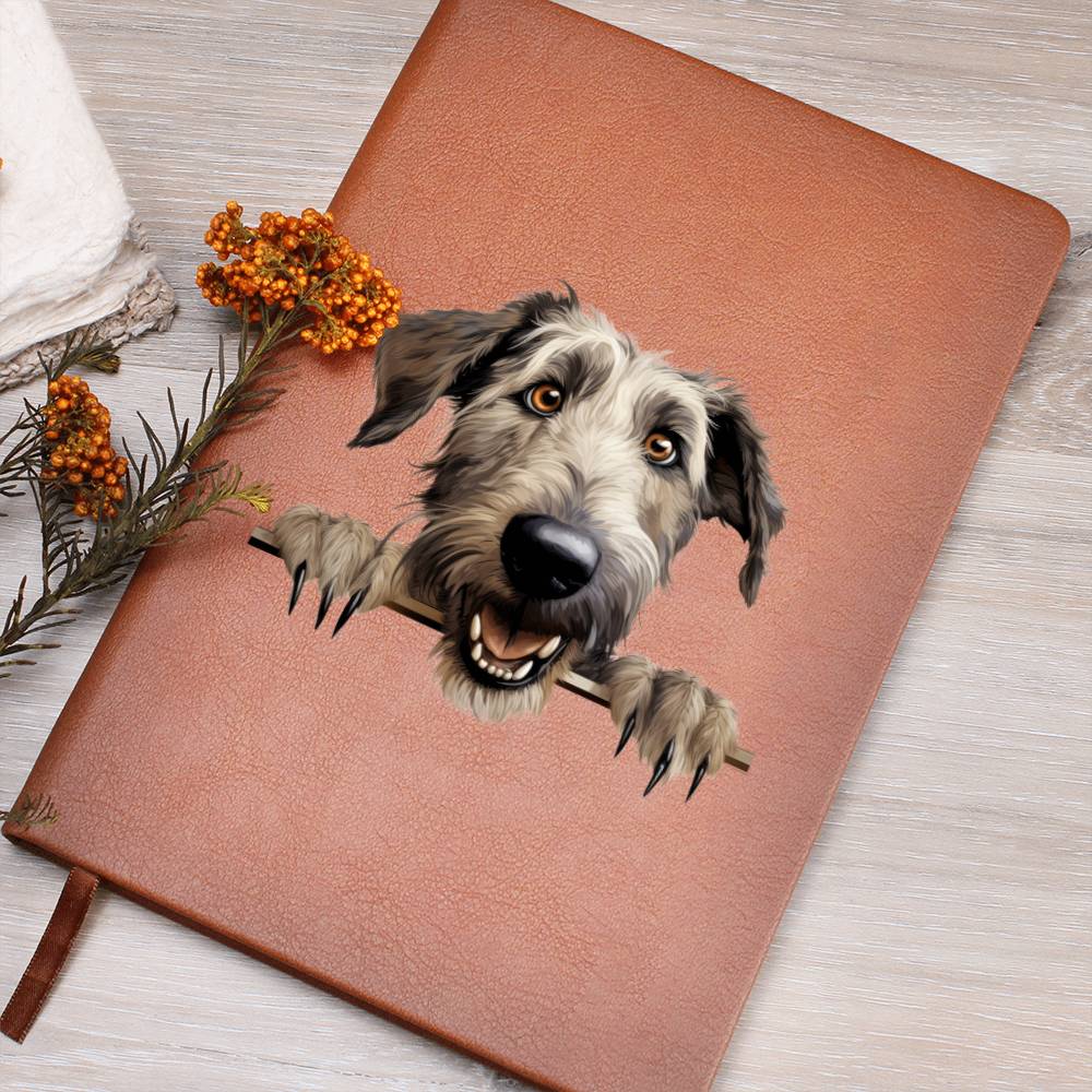 Irish Wolfhound  Peeking - Vegan Leather Journal
