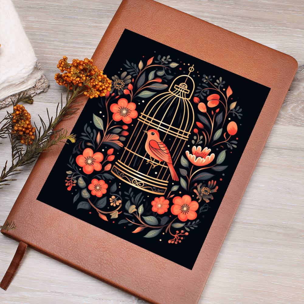 Birds And Floral Design 159 - Vegan Leather Journal