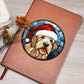 Dog Stained Glass Christmas Design 028 - Vegan Leather Journal