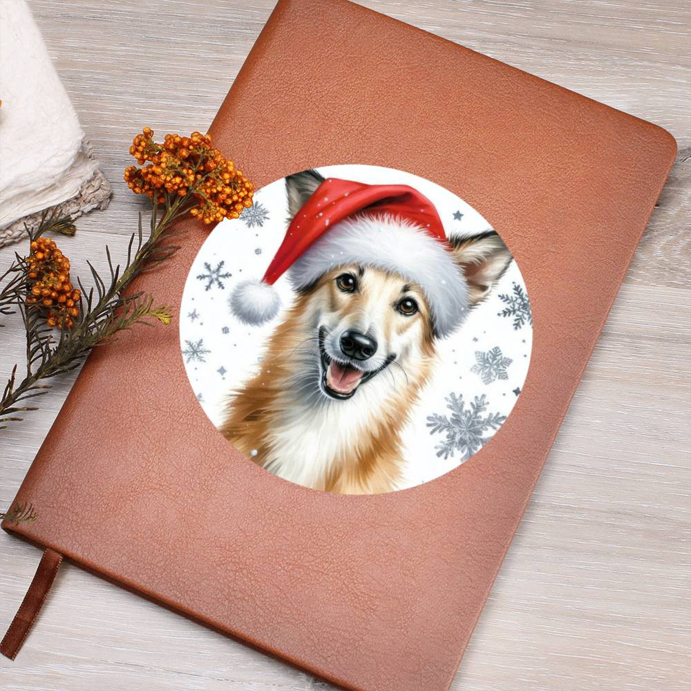 Christmas Dog - Portuguese Podengo Pequeno - Vegan Leather Journal