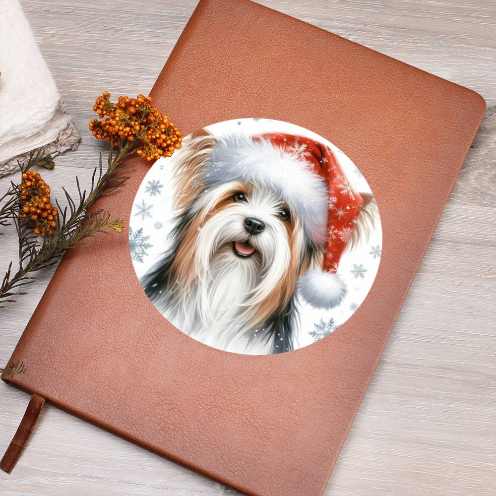 Christmas Dog - Biewer Terrier - Vegan Leather Journal