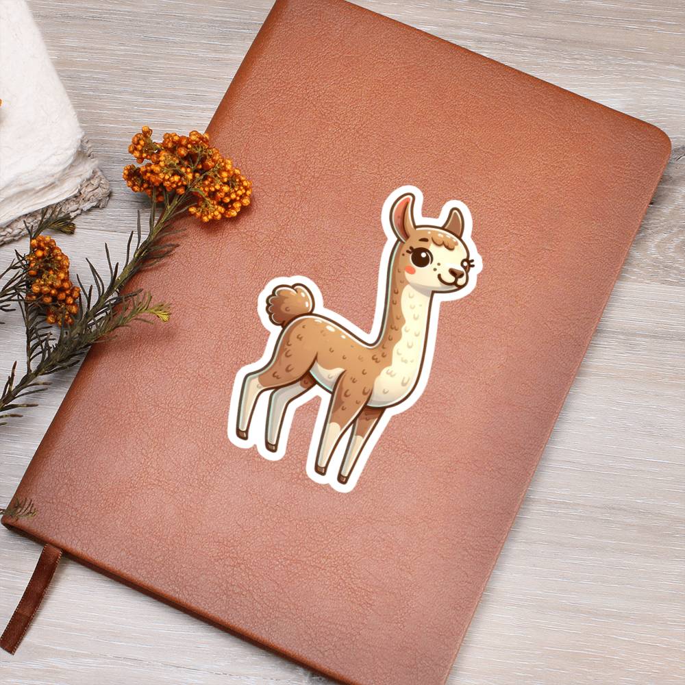 Cute Vicuña sticker 209 - Vegan Leather Journal