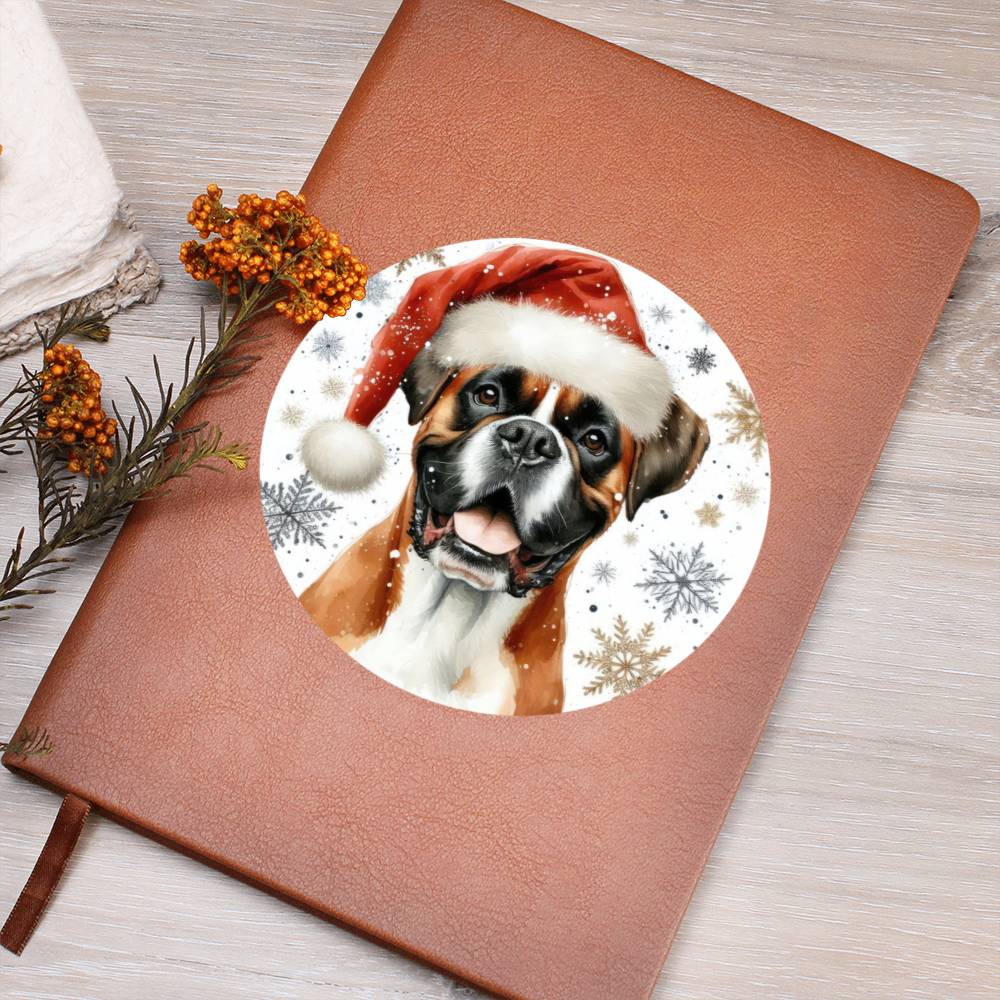 Christmas Dog - Boxer - Vegan Leather Journal