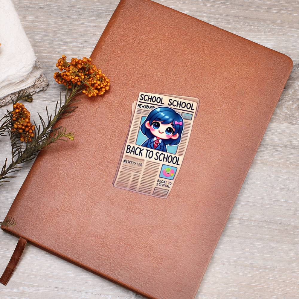 Cute Back to School Sticker 028 - Vegan Leather Journal
