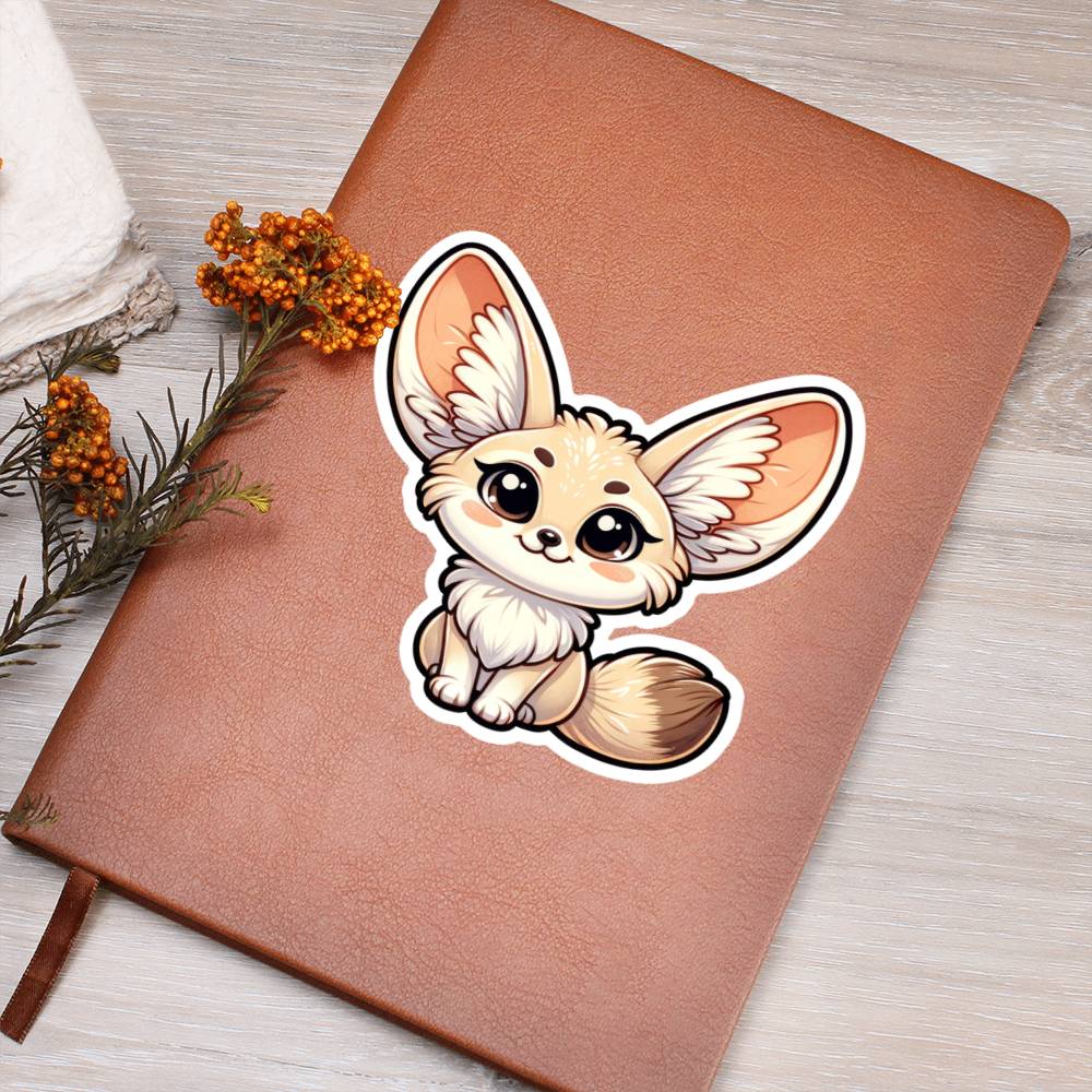 Cute Fennec Fox sticker 51 - Vegan Leather Journal