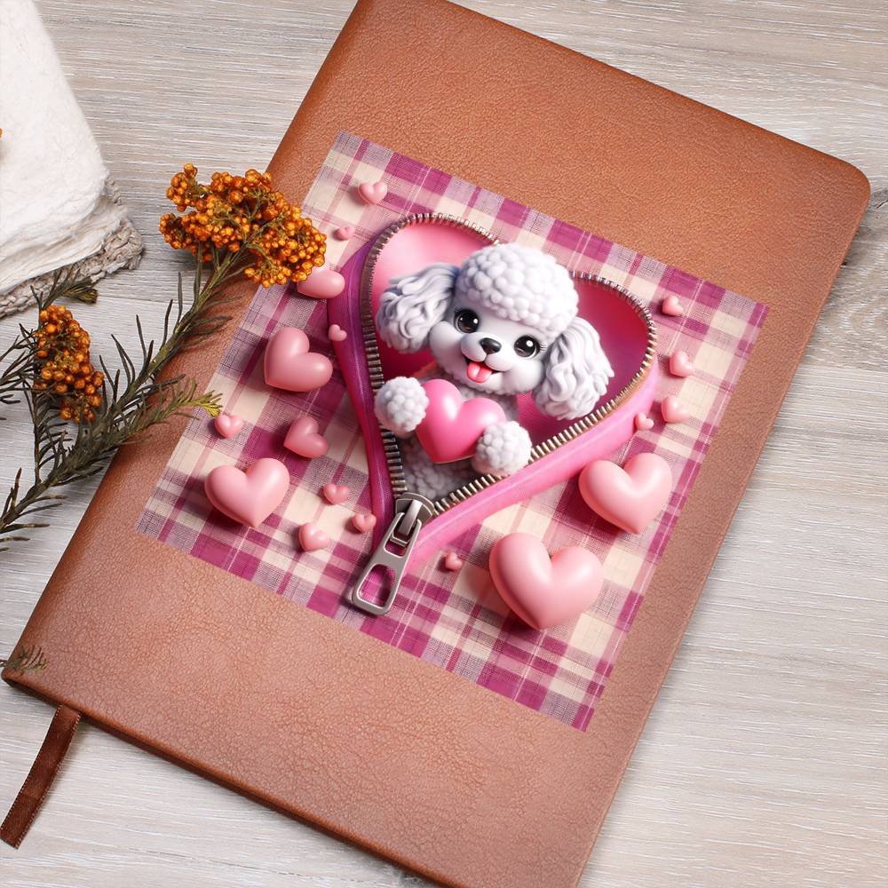 Valentine's Day Dog And Zipper 033 - Vegan Leather Journal