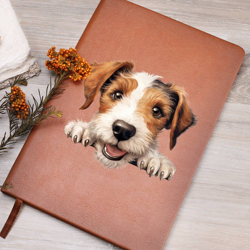 Wire Fox Terrier Peeking - Vegan Leather Journal