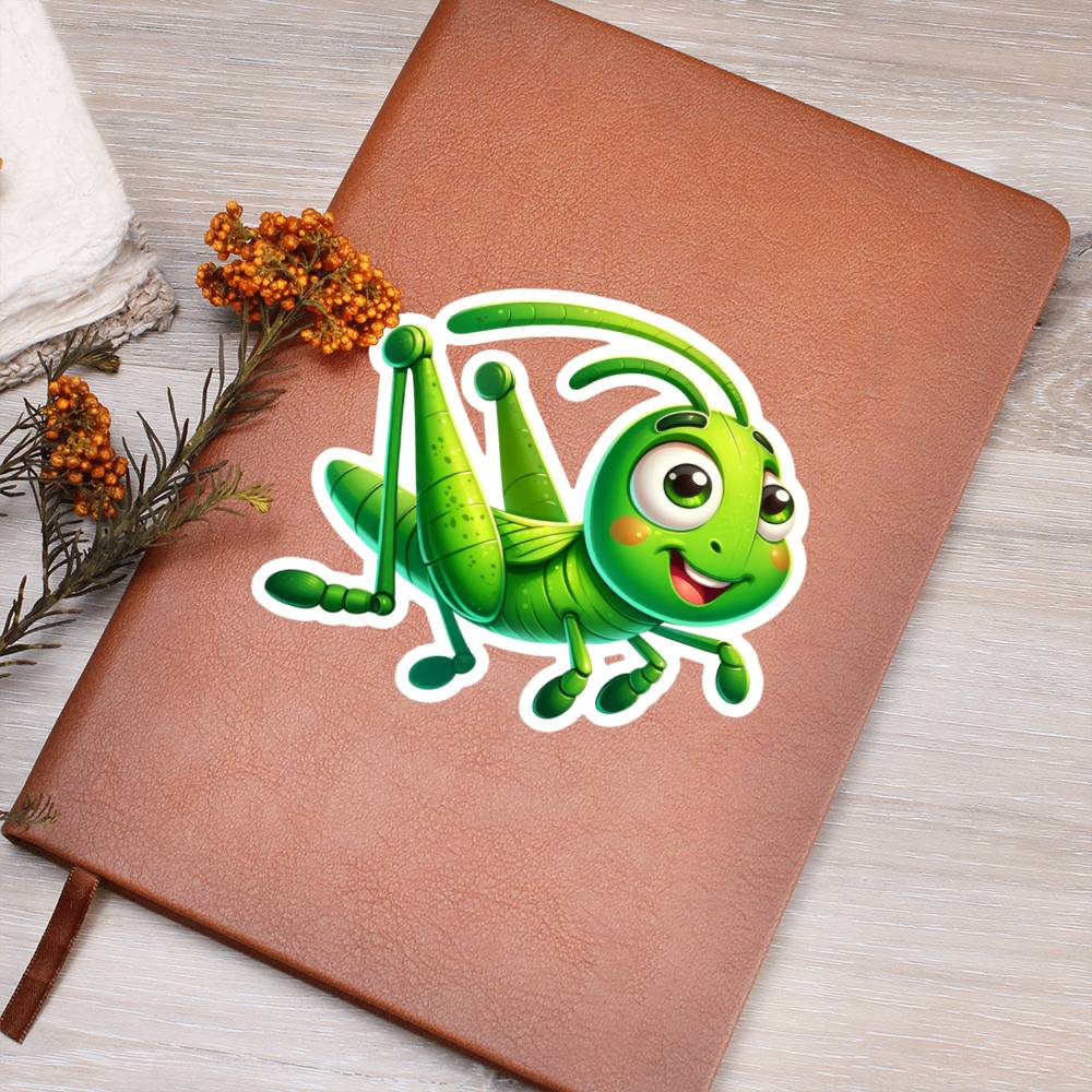 Cute Grasshopper sticker 64 - Vegan Leather Journal