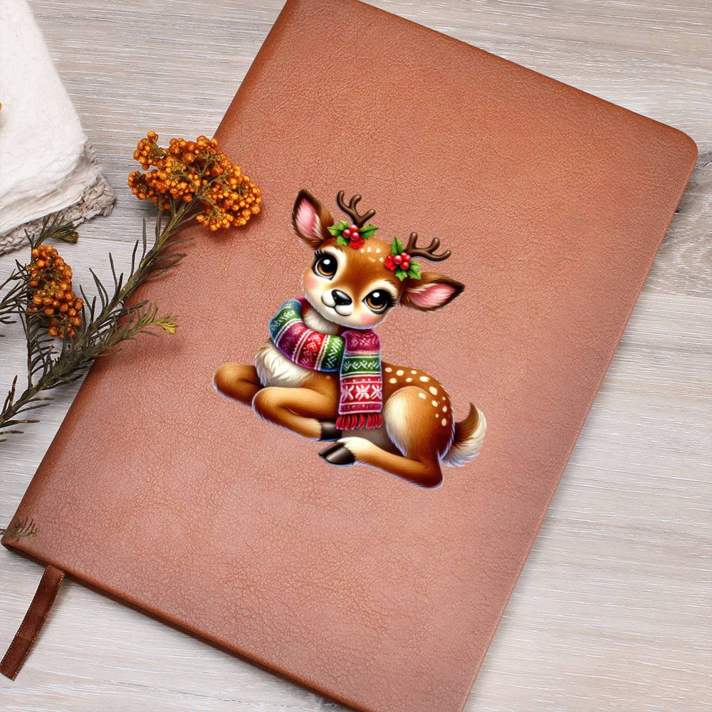 Cute Christmas Reindeer 005 - Vegan Leather Journal