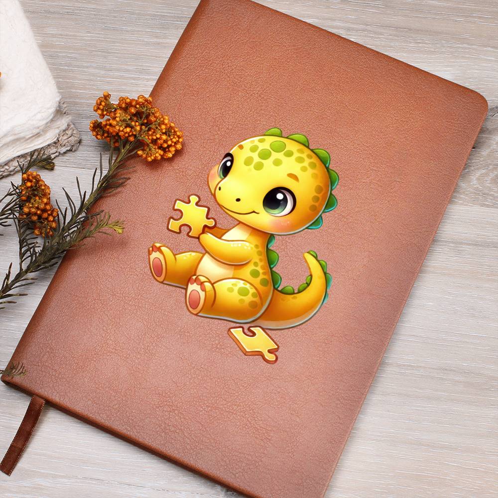 Colorful Baby Dinosaur 028 - Vegan Leather Journal
