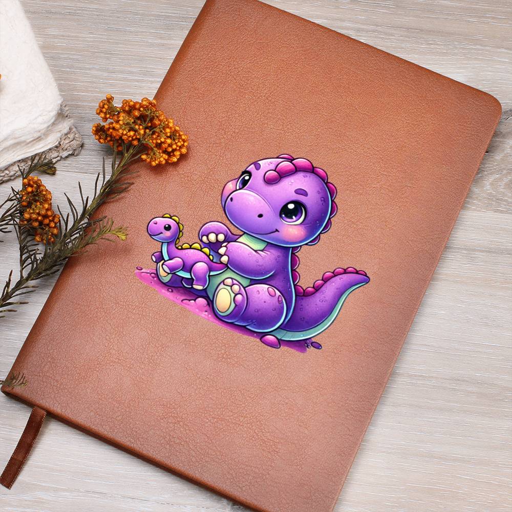 Colorful Baby Dinosaur 020 - Vegan Leather Journal