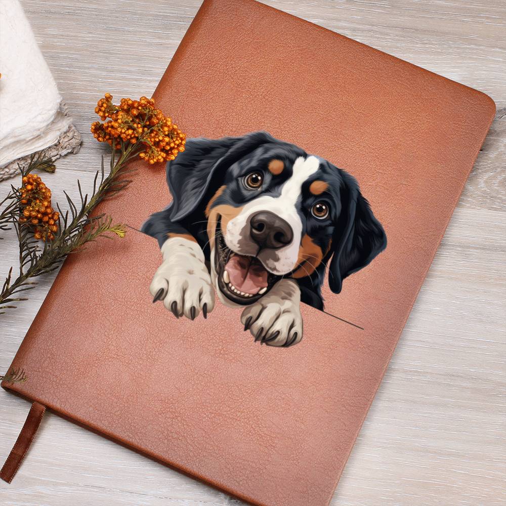 Greater Swiss Mountain Dog Peeking - Vegan Leather Journal