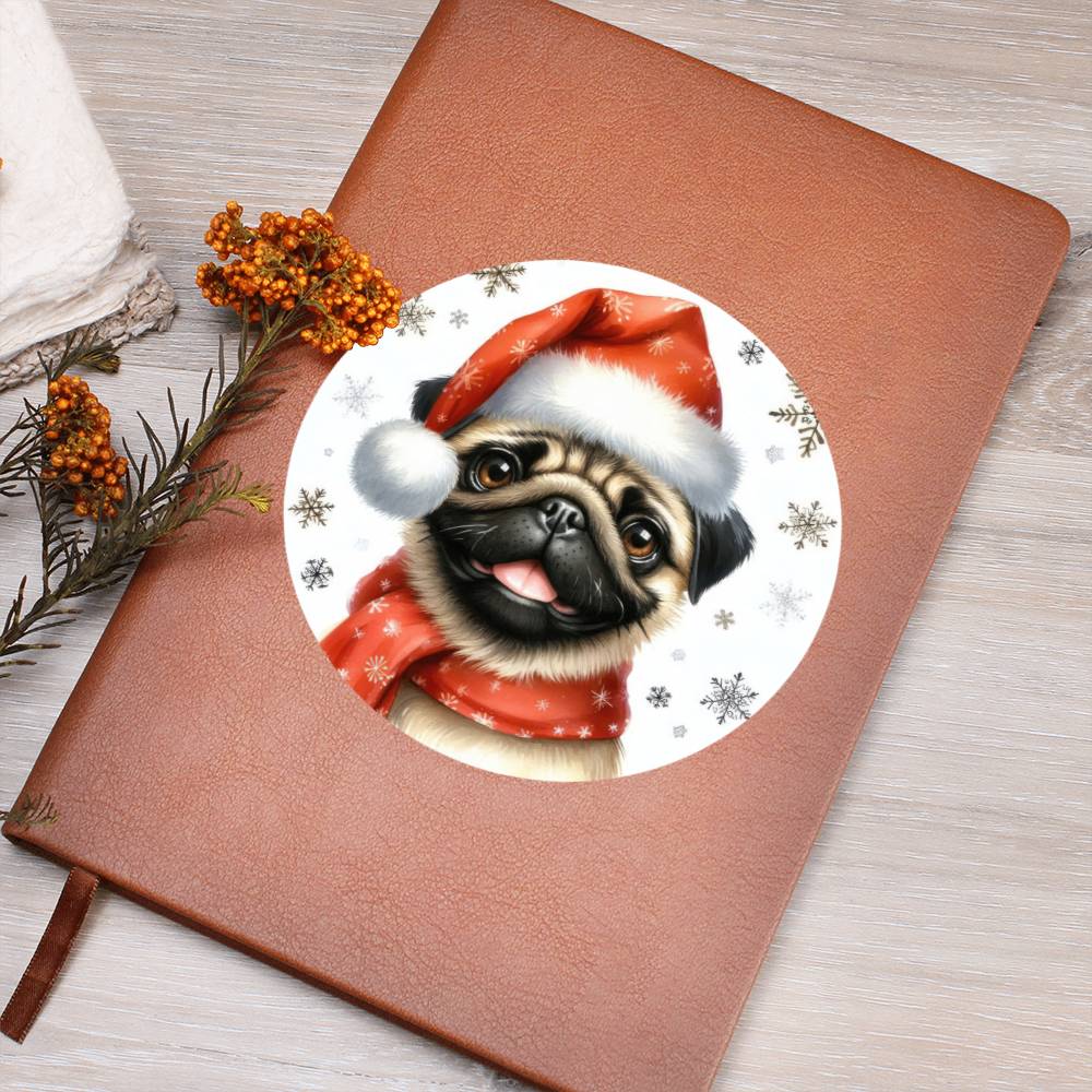 Christmas Dog - Pug - Vegan Leather Journal