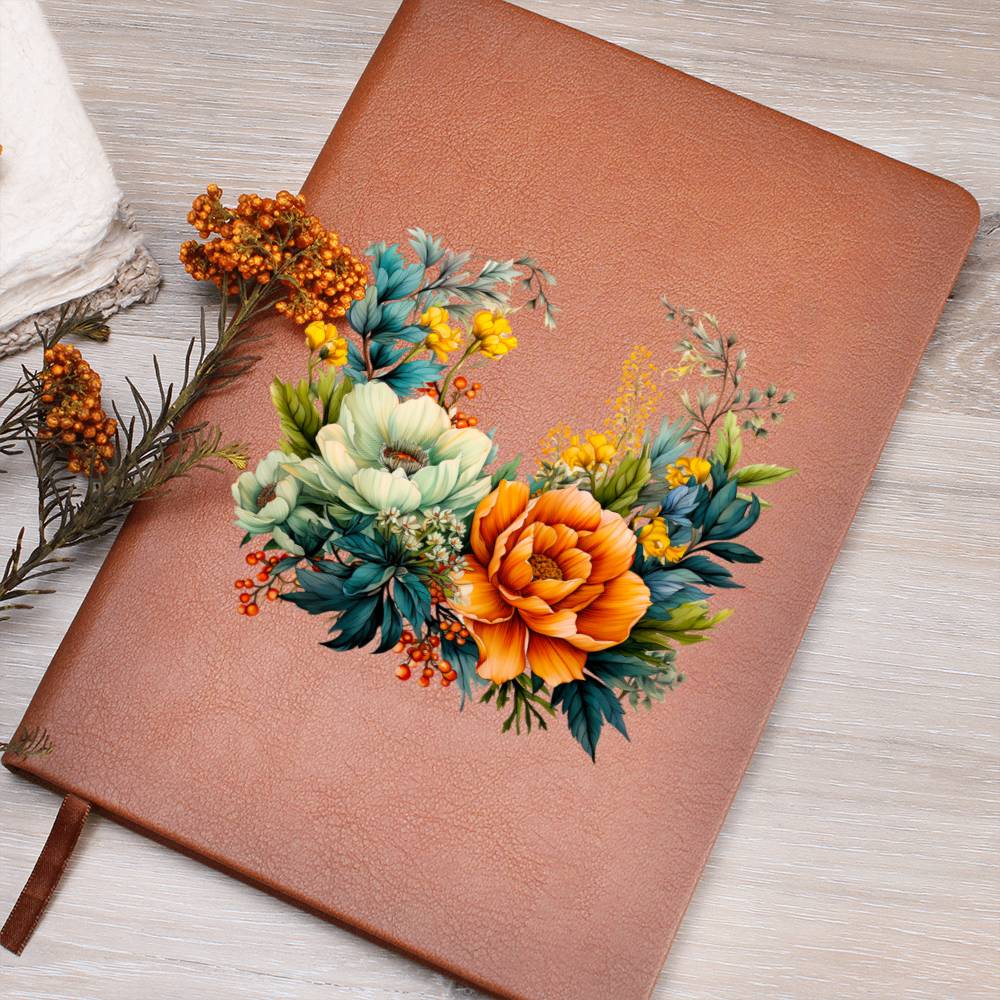 Floral Flower Wreath 109 - Vegan Leather Journal