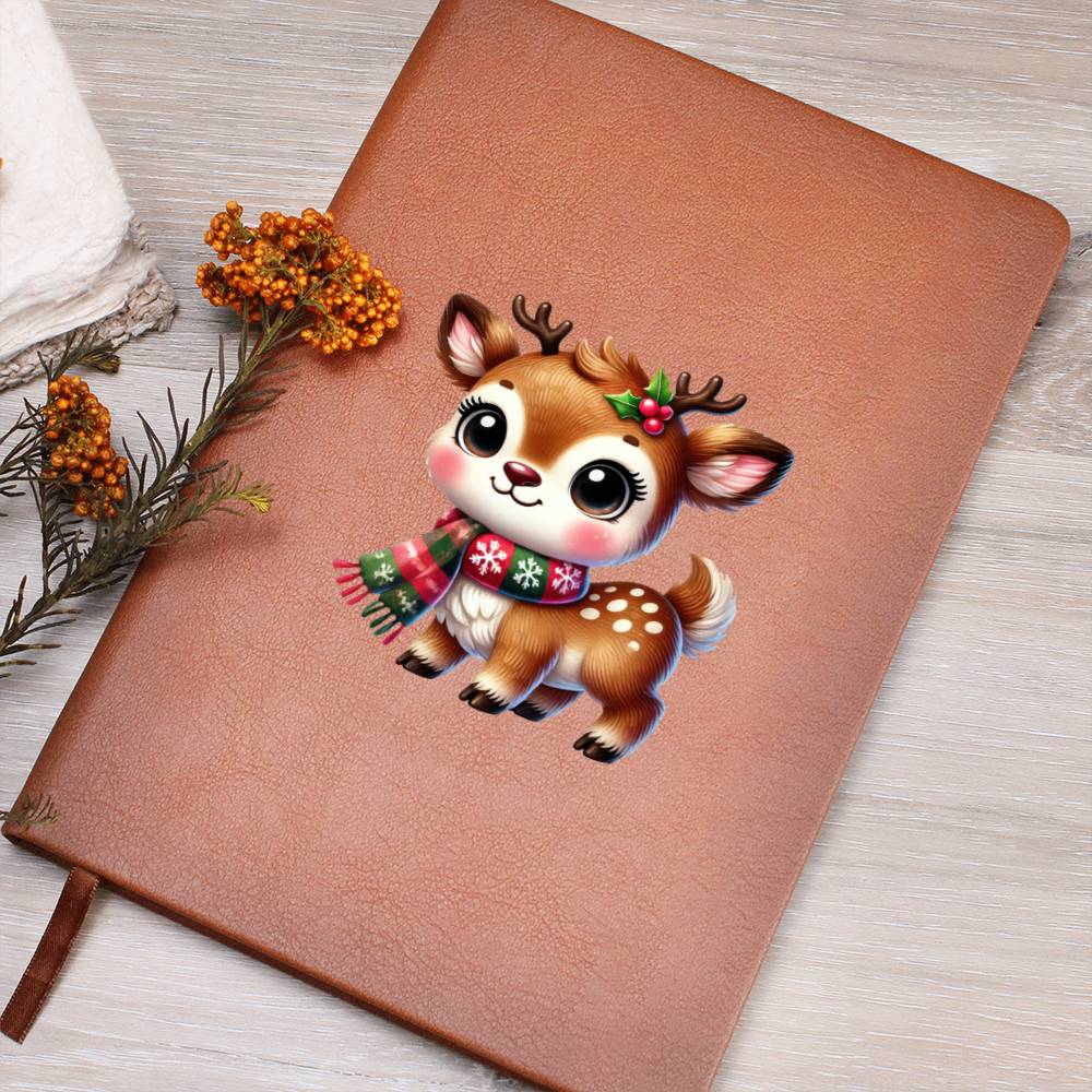 Cute Christmas Reindeer 015 - Vegan Leather Journal