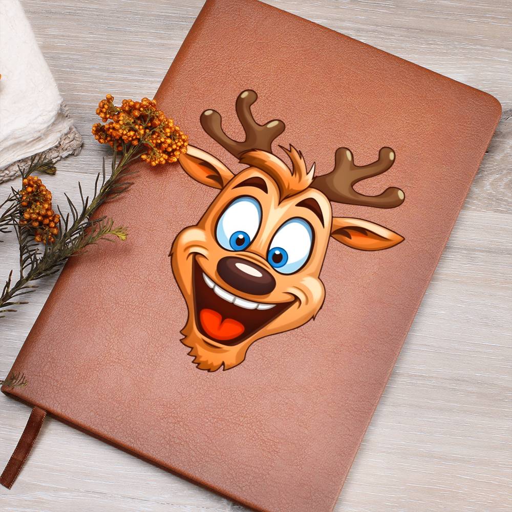 Funny Reindeer Face 04 - Vegan Leather Journal