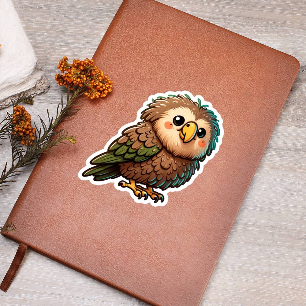 Cute kakapo sticker 76 - Vegan Leather Journal