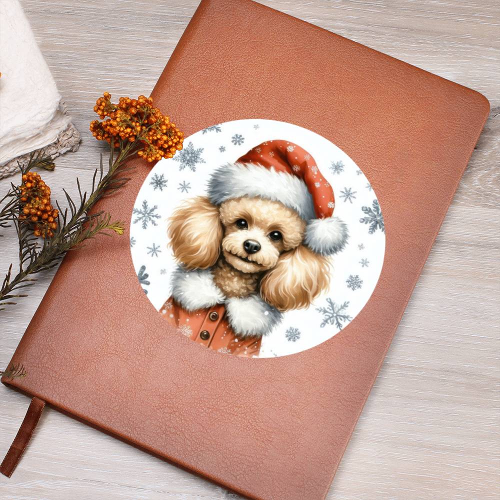 Christmas Dog - Toy Poodle - Vegan Leather Journal
