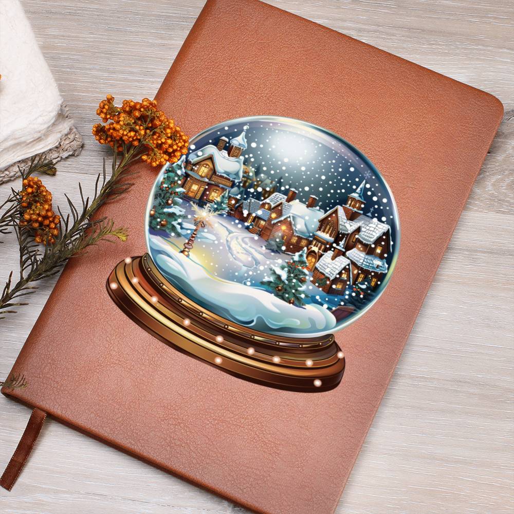 Watercolor Christmas Snow Globe 040 - Vegan Leather Journal