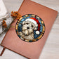 Dog Stained Glass Christmas Design 033 - Vegan Leather Journal